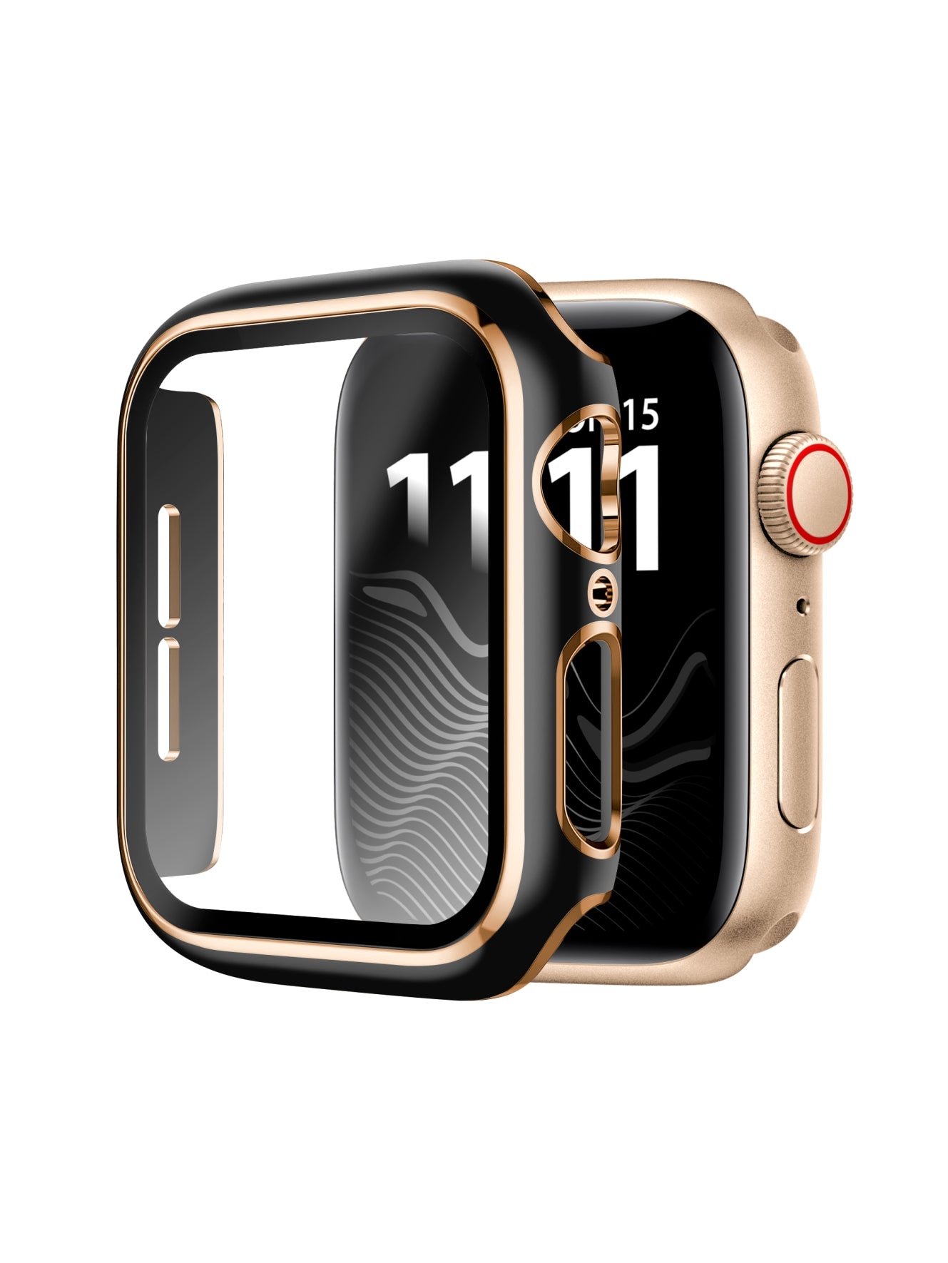 Protector Metalizado Completo Con Glass Black/Gold 41mm