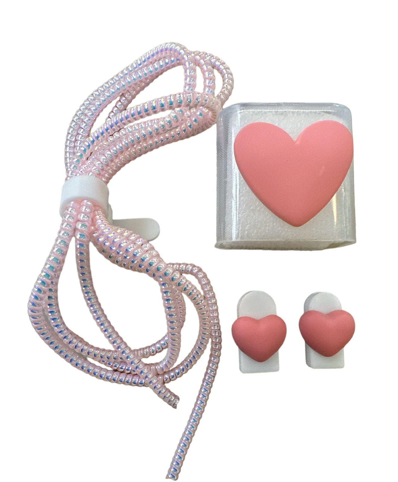 Pink Heart Protector de Cable y Cargador