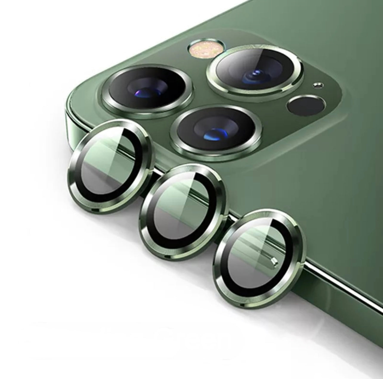 11 pro/11 pro max/12 pro (3 piezas) / Dark Green 012 Cubre camara metalizado para iPhone