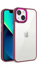 iPhone 14 Pro Max / Fucsia Carcasa Transparente con Camara Metálica