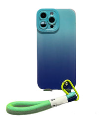 Blue Carcasa Degradé Lanyard para iPhone 13 Pro Max